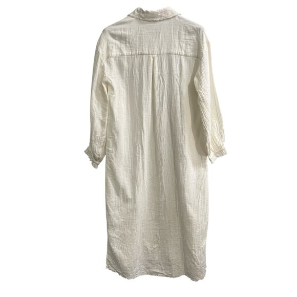 Show Me Your Mumu Coverup Womens S Cream Captain Button Down Gauze Maxi Beachy - Picture 2 of 10